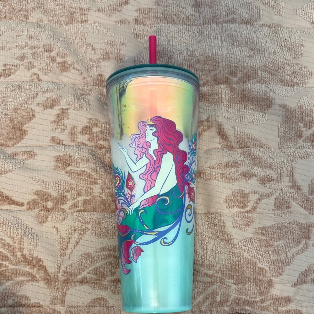 Starbucks pink Blue Colorful Mermaid Tumbler with Straw